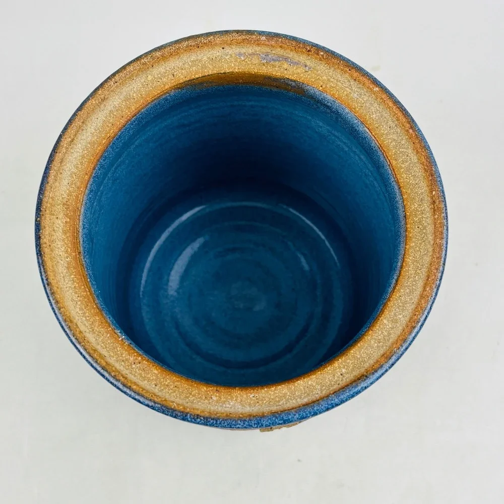 Down to Earth Pottery Canister Blue Stoneware My Grace Is Sufficient II Cor 12:9